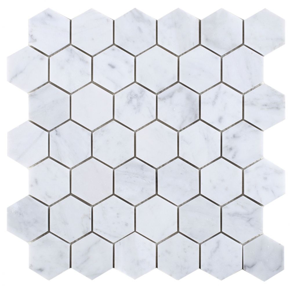 Hexagon Carrara Honed 2 x 2 11.75 x 12