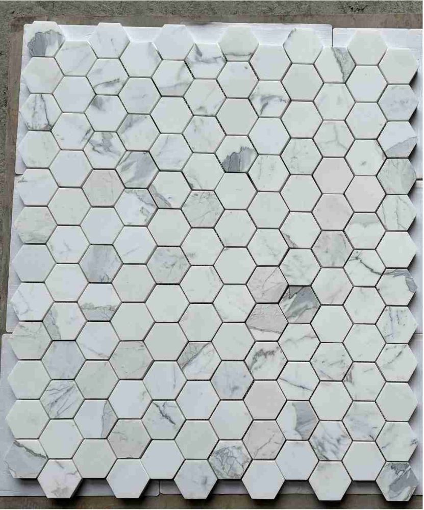 Hexagon Calacatta White Honed 3 x 3 10 x 11.5