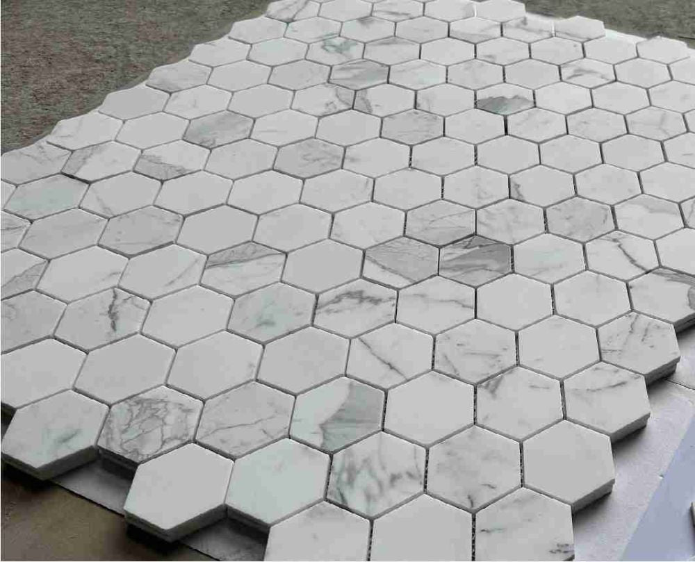 Hexagon Calacatta White Honed 3 x 3 10 x 11.5