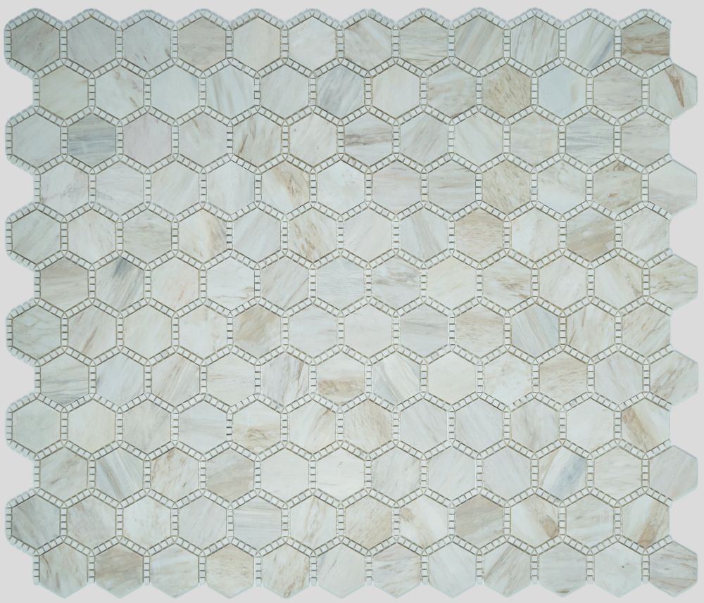 Hexagon Deco Wooden White Honed 10.75 x 12.5