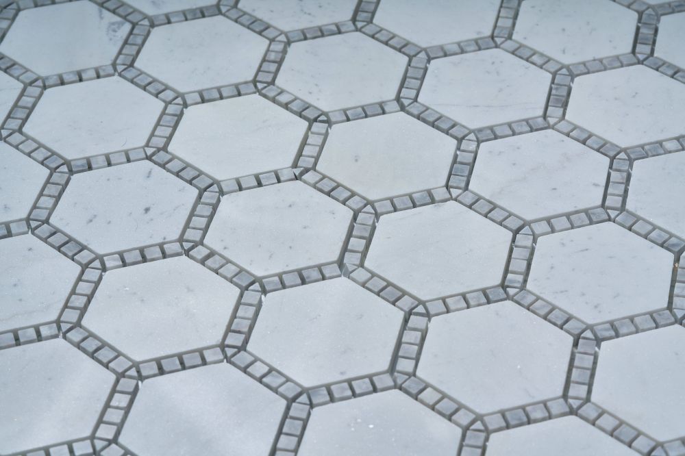 Hexagon Deco Milky White Honed 10.75 x 12.5