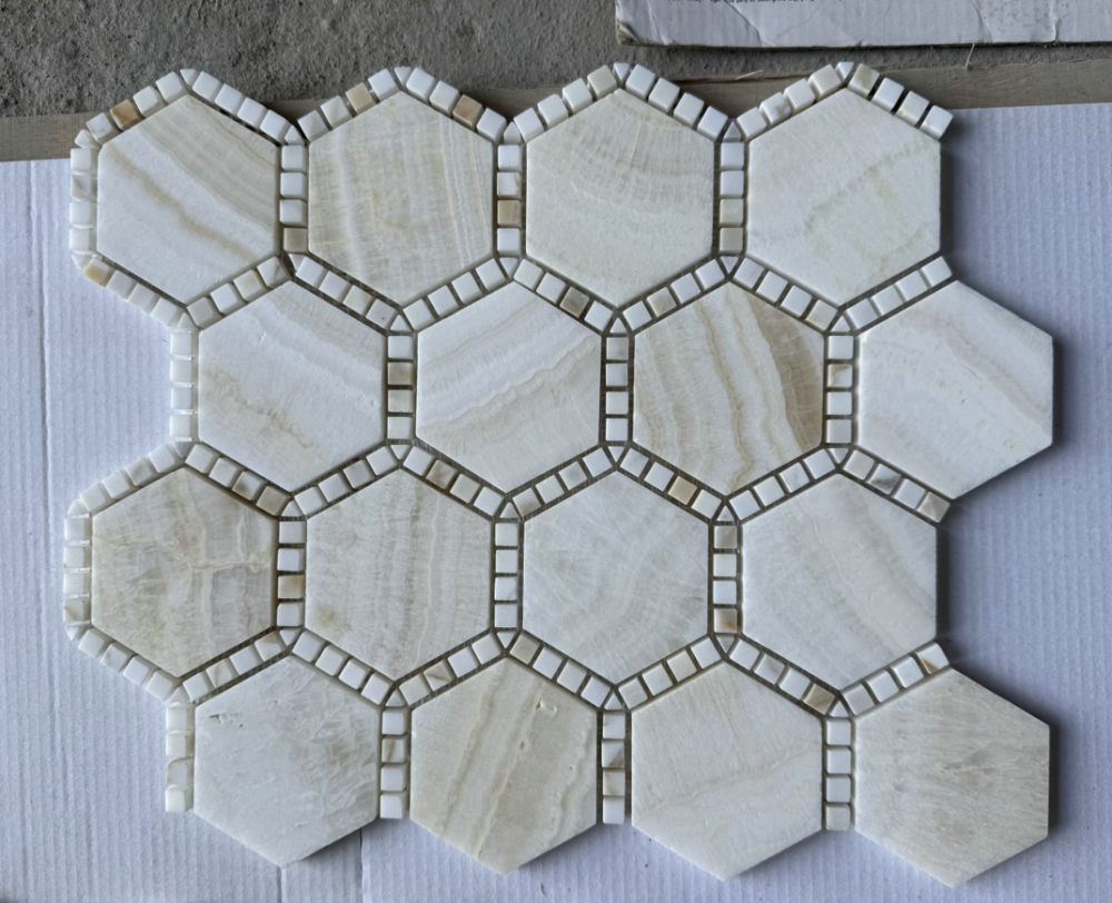 Hexagon Deco Onyx Ivory 10.75 x 12.5