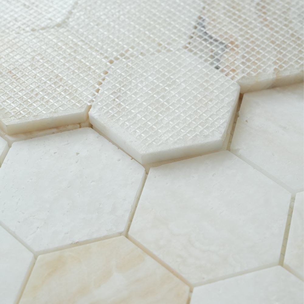 Hexagon Onyx Ivory Honed 3 x 3 10 x 11.5