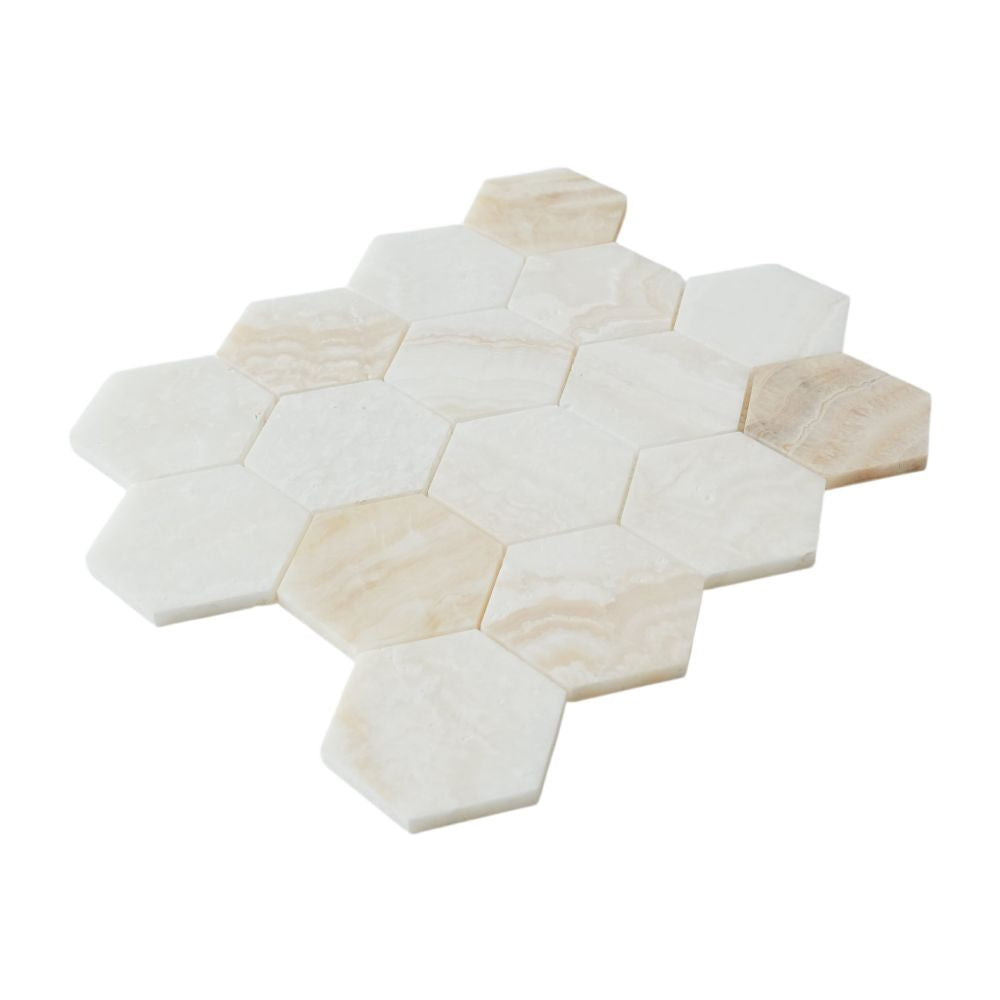 Hexagon Onyx Ivory Honed 3 x 3 10 x 11.5