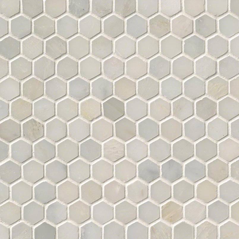 greecian-white-1inch-hexagon-polished-in-a-mesh