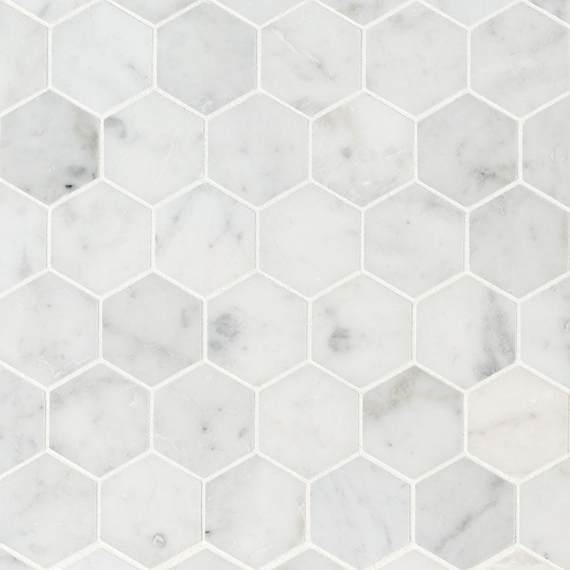 carrara-white-2inch-hexagon-honed