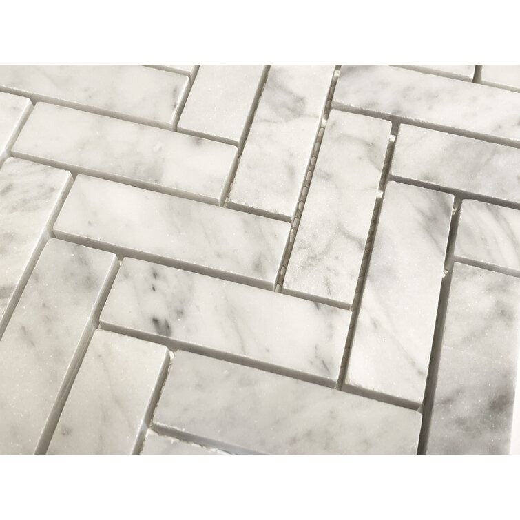 1 x 3 Marble Chevron Mosaic Wall