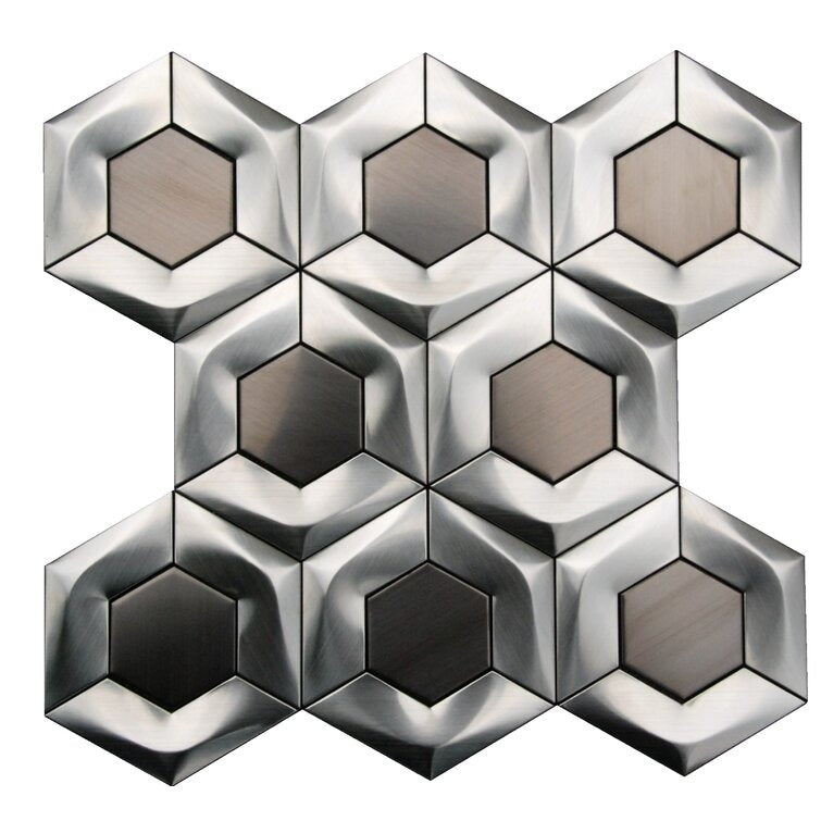 3 x 3 Metal Honeycomb Mosaic Wal