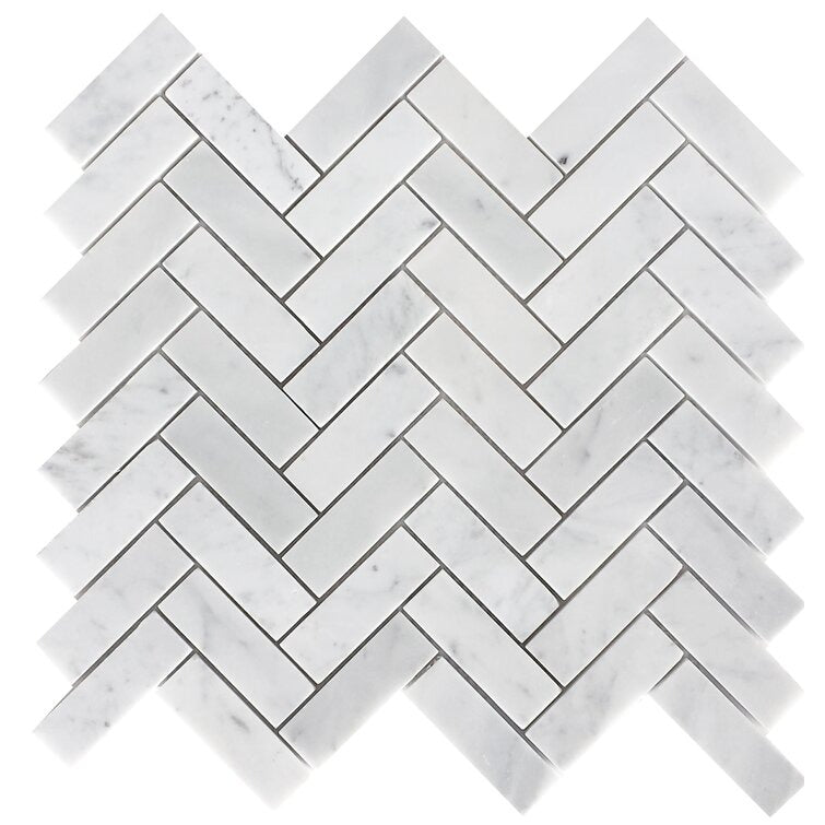1 x 3 Marble Herringbone Mosaic