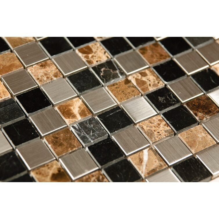 1 x 1 MarbleMetal Grid Mosaic Wa