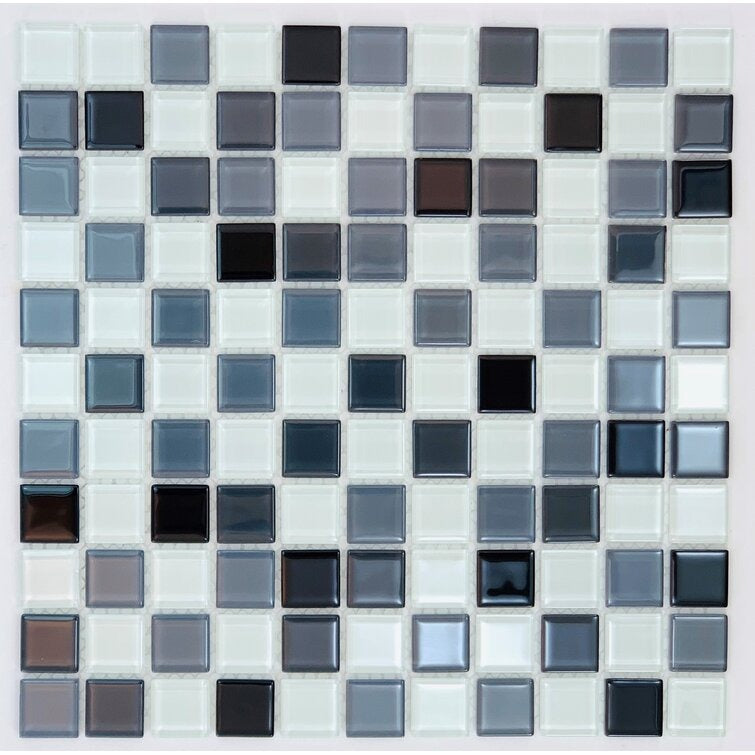 1 x 1 Glass Grid Mosaic Wall Flo3