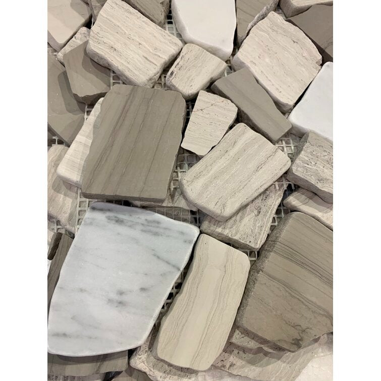 Wood Age Random Sized Pebble Mosaic Wall & Floor Tile