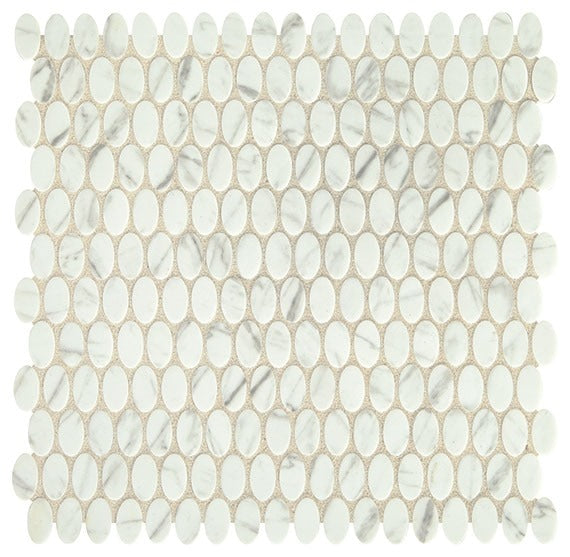 Venetian White Oval Tile