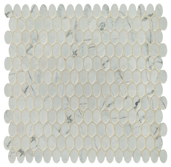Silver Satin Oval Tile
