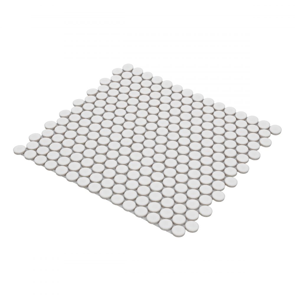 White Rounded Color Matte Penny Round White Matte 11.5 x 12.25 - MOSAIC TILES FOR LESS – Mosaic ...