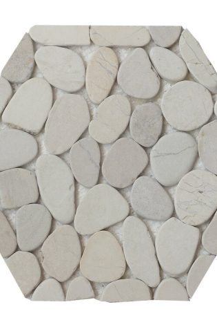 Random Sized Natural Stone Flat White Pebble Tile