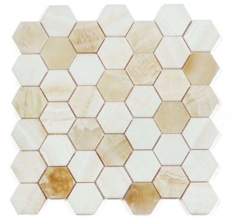 Hexagon Onyx Ivory Honed 2 x 2 11.75 x 12