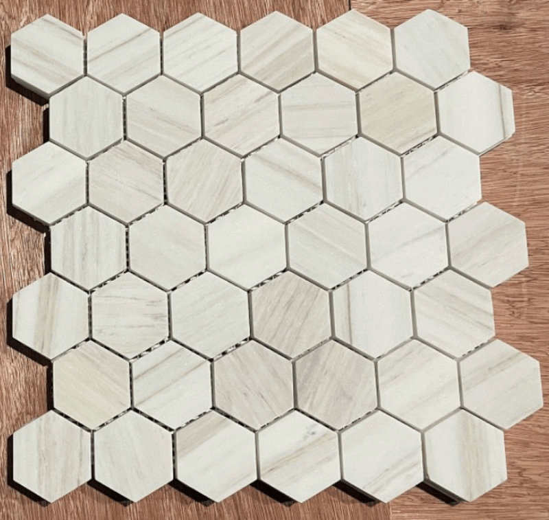 Hexagon Wooden White Honed 2 x 2